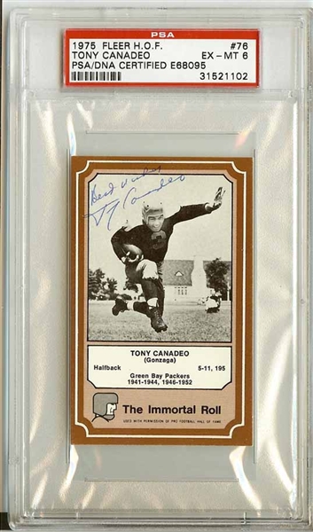 1975 Fleer Immortal Roll Football Card - Tony Canadeo