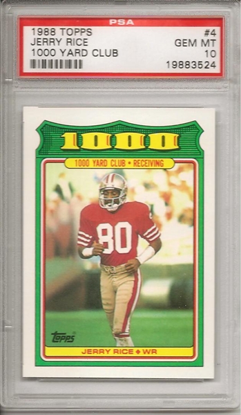 1996 SELECT #199 JERRY RICE 49ERS HOF CHECKLIST POP 5 PSA 10