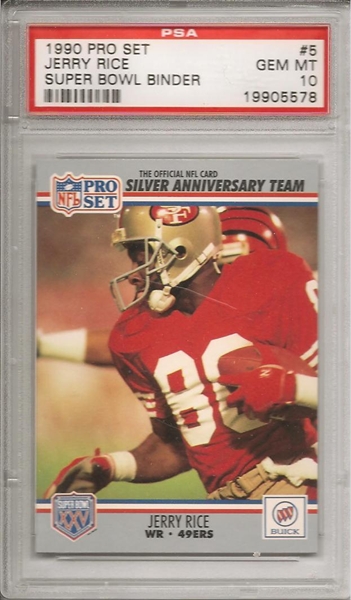 1996 SELECT #199 JERRY RICE 49ERS HOF CHECKLIST POP 5 PSA 10