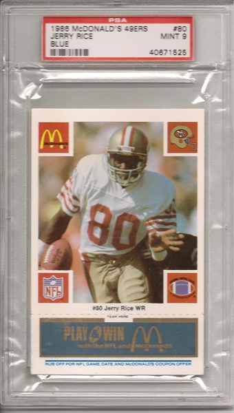 1996 SELECT #199 JERRY RICE 49ERS HOF CHECKLIST POP 5 PSA 10 F3687390-404 -  4 Sharp Corners