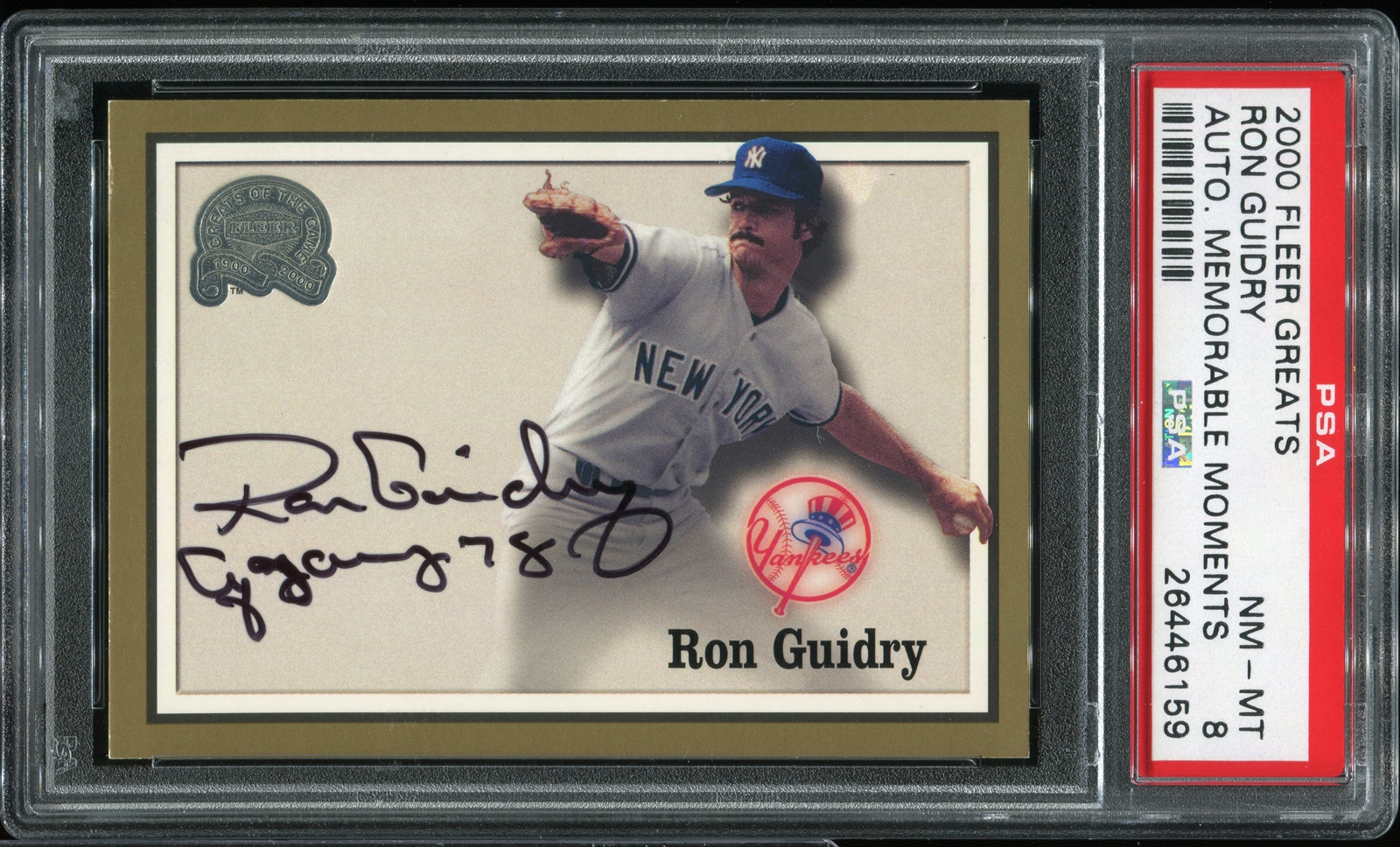 Autographed RON GUIDRY New York Yankees 2000 Fleer Greats Card - Main Line  Autographs