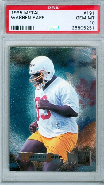 191 Warren Sapp RC - 1995 Metal Football Cards (Star) Graded BGS Auto