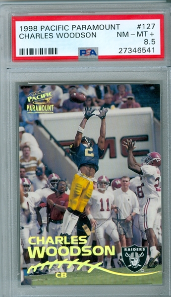 1998 BOWMAN CHARLES WOODSON #181 ROOKIE RC OAKLAND RAIDERS HOF PSA 7 NM  60838882