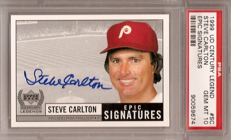 1999 UD Legends Steve Carlton Auto Philadelphia Phillies Autograph 
