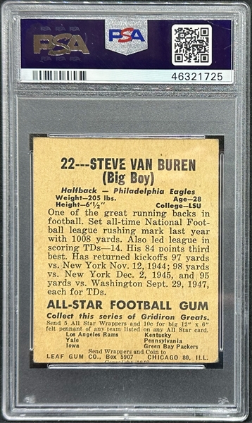 : 1948 Leaf # 22 YEL Steve Van Buren Philadelphia Eagles