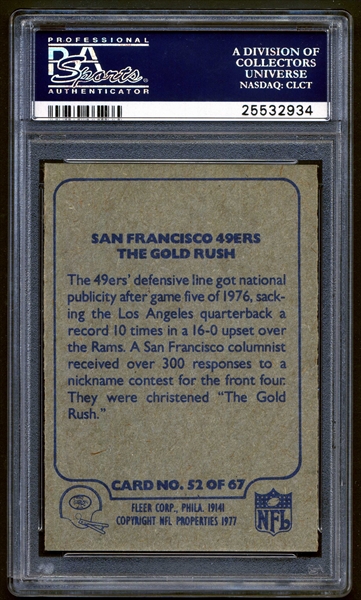 PSA Set Registry Showcase: San Francisco 49ers Fleer Team Action