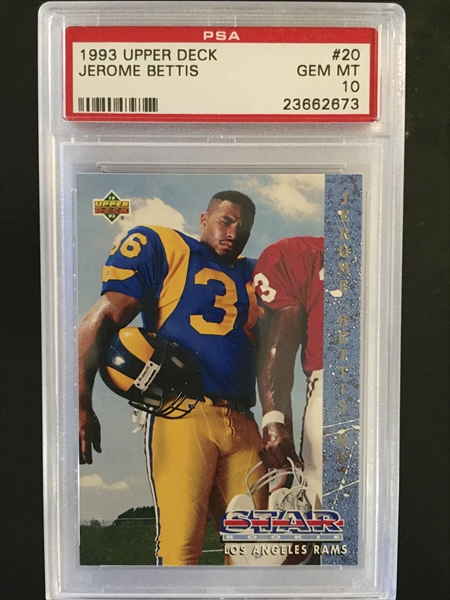 1993 JEROME BETTIS - UPPER DECK ROOKIE Football Card # 20 - LOS ANGELES RAMS