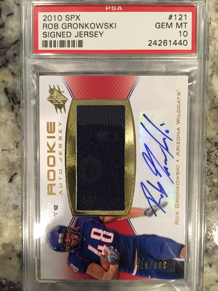 2010 Playoff Contenders 229 Rob Gronkowski Blue Jersey Autograph PSA 10 10