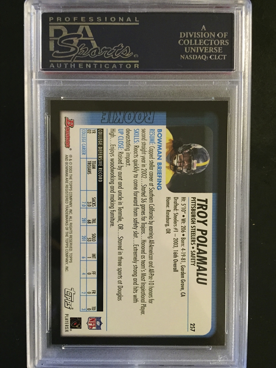 Troy Polamalu Pittsburgh Steelers Autographed 2003 Bowman