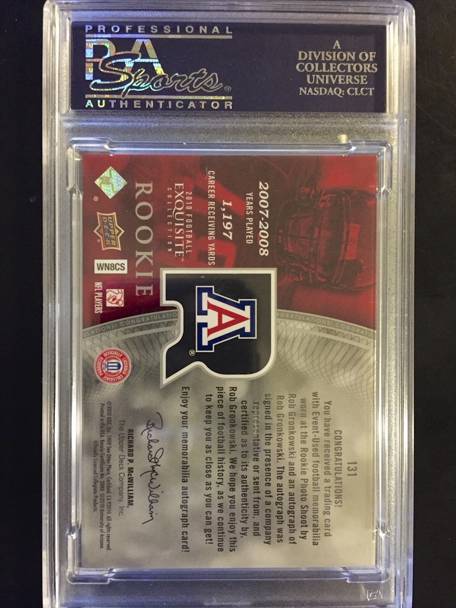 2010 Upper Deck SPX Rob Gronkowski Arizona Game Used Jersey and Autographed  Rookie Card #121, #6 of 10 for sale at auction from 7th December to 15th  December