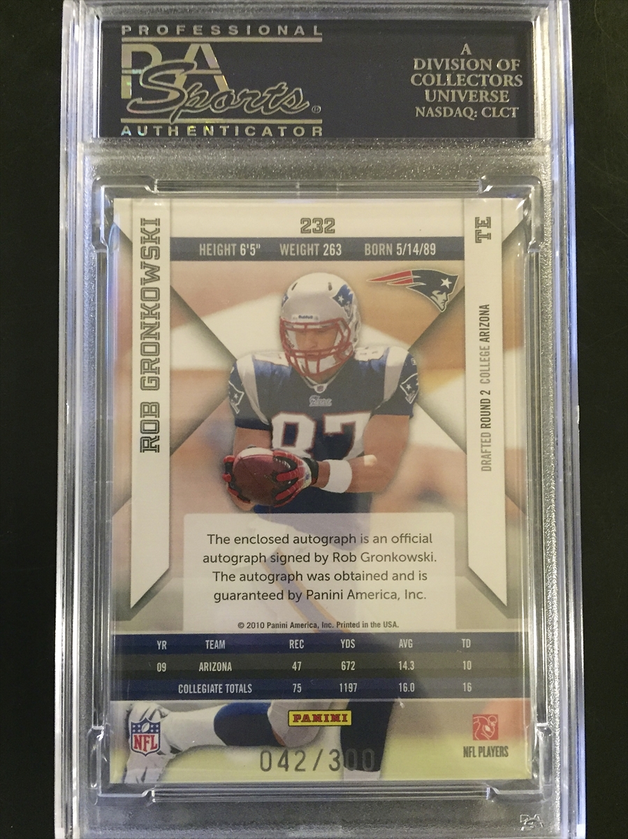 2010 Playoff Contenders 229 Rob Gronkowski Blue Jersey Autograph PSA 10 10