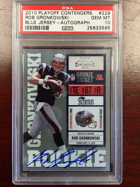 2010 Playoff Contenders 229 Rob Gronkowski Blue Jersey Autograph PSA 10 10