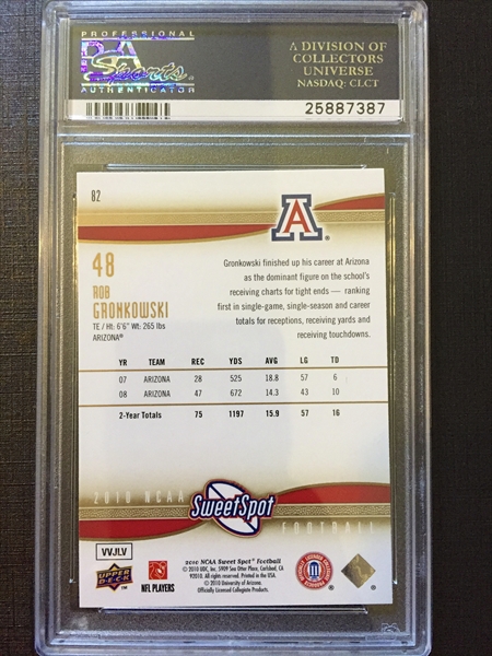 2010 Upper Deck SPX Rob Gronkowski Arizona Game Used Jersey and Autographed  Rookie Card #121, #6 of 10 for sale at auction from 7th December to 15th  December