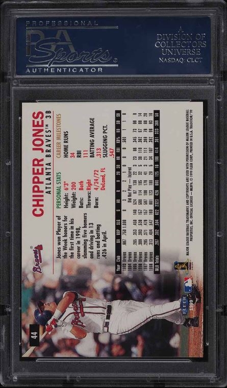 1998 Chipper Jones Fleer Baseball Card PSA 8