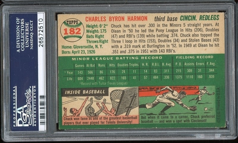  1954 Topps # 182 Chuck Harmon Cincinnati Reds