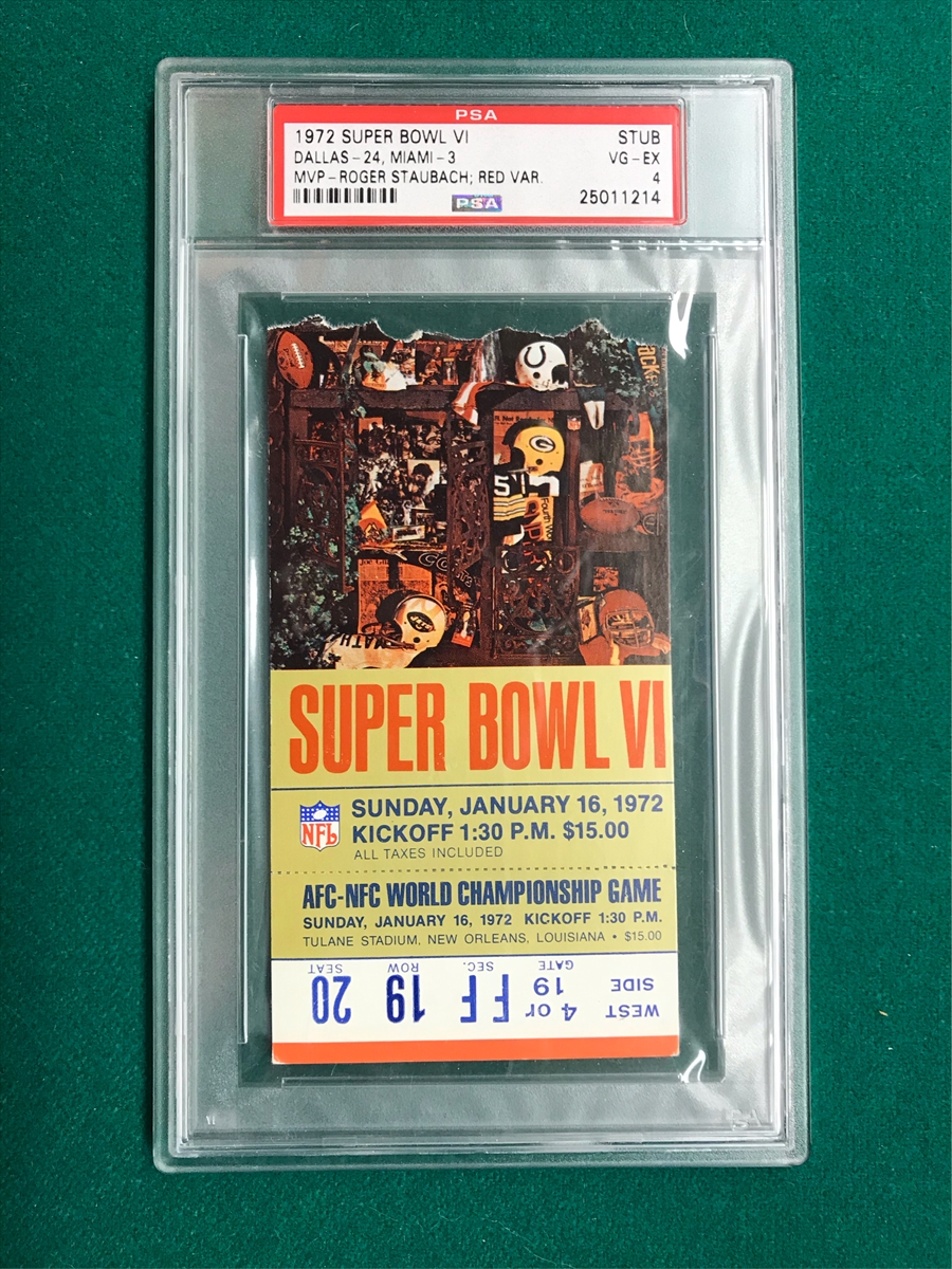 1973 Super Bowl VII Football Ticket Stub PSA VG-EX 4. Offered is a