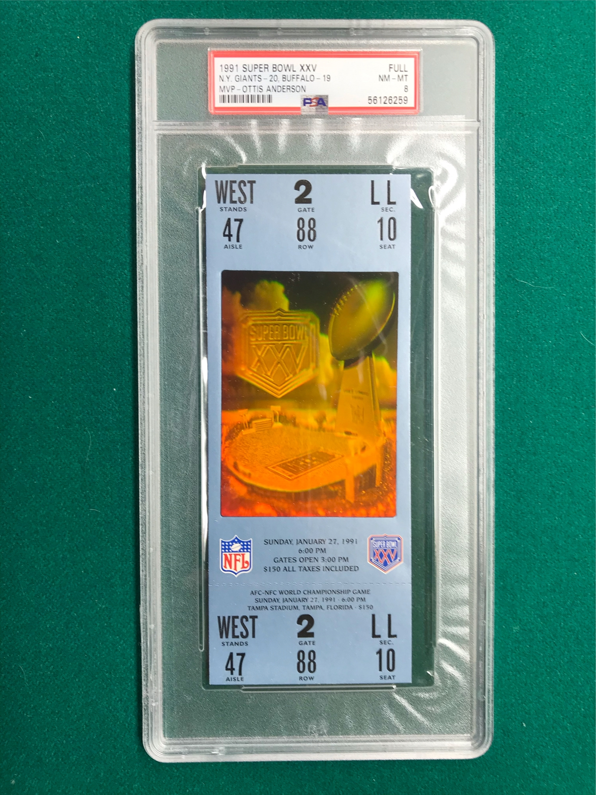 2011 NFC Championship Giants 20 San Francisco 17 Full PSA 8 - Tickets From  The Past