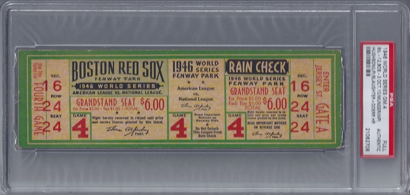 1926 World Series Game Seven Full Ticket, PSA Authentic.