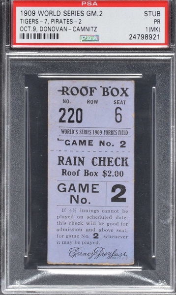 1920 World Series Game One Ticket Stub PSA Graded Cleveland Brooklyn R –  Golden Age Posters