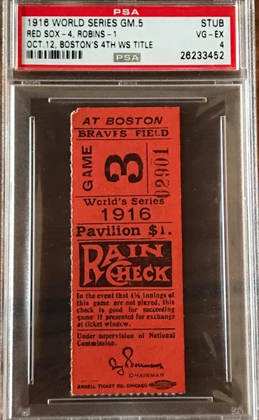 Extremely Scarce 1903 World Series Game Three ticket stub
