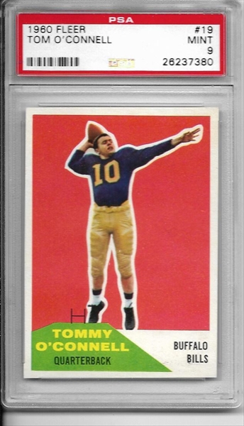 1960 Bills Team Issue Football Card - Tom O'Connell