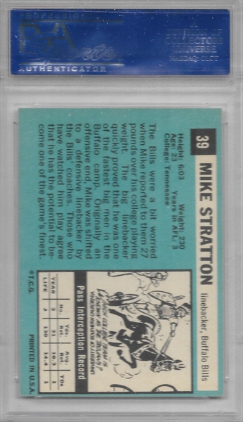 : 1970 Topps # 252 Mike Stratton Buffalo Bills (Football