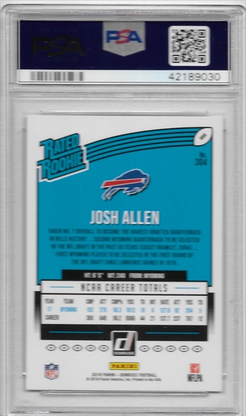 2018 Elite Draft Picks Collegiate Josh Allen Rc Black Jersey Psa 9  F3557956-142