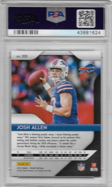 2018 JOSH ALLEN LEAF HYPE SPECIAL RELEASE ROOKIE BILLS UNIFORM PSA