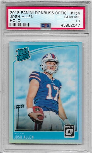 2018 ELITE DRAFT PICK COLLEGIATE #103 JOSH ALLEN RC BLACK JSY PSA 8  F3557992-146 - 4 Sharp Corners