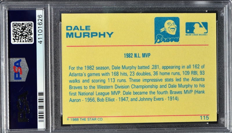 Dale Murphy [1982 MVP] #115 Prices, 1988 Star Platinum Edition