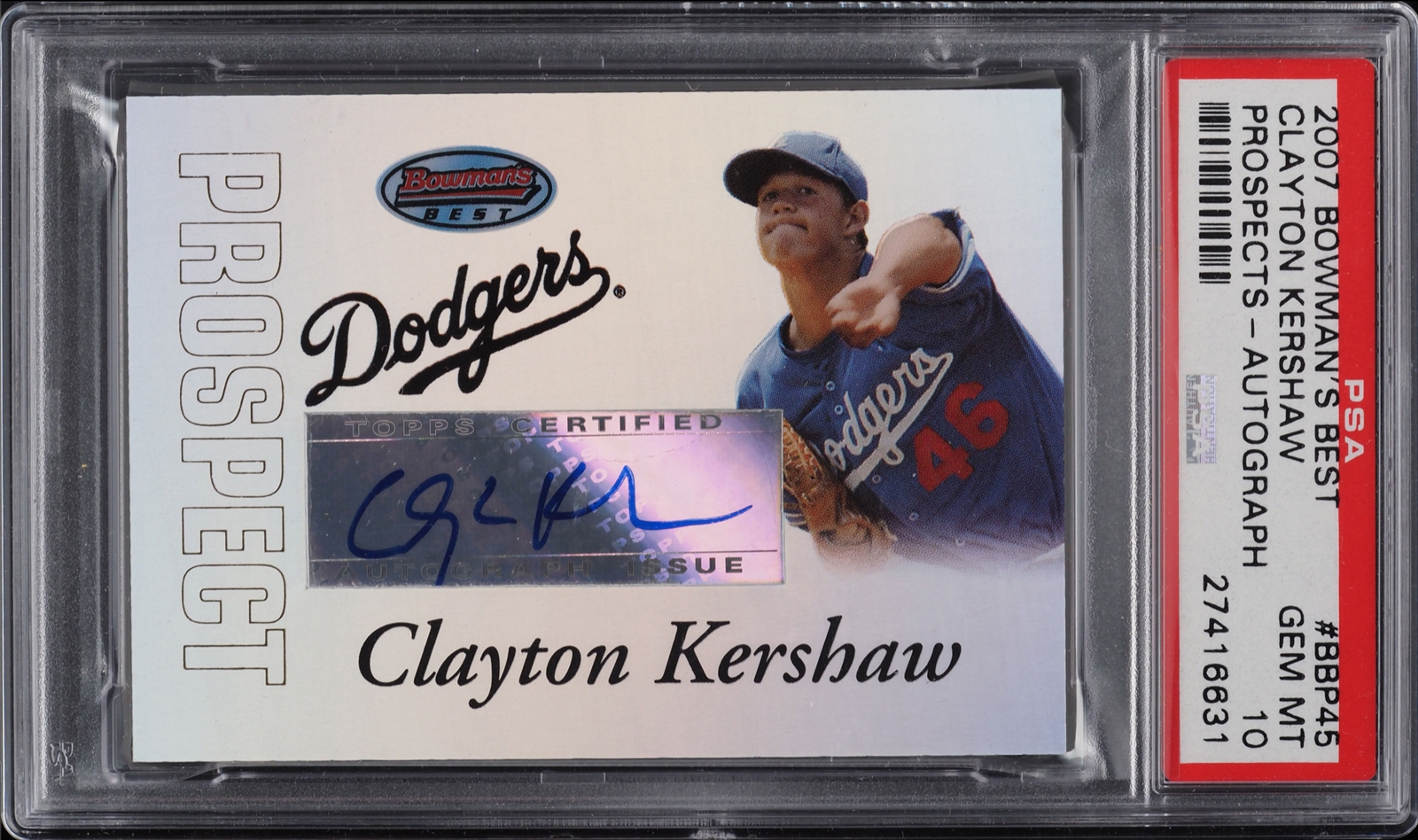 Clayton Kershaw 2019 Topps Archives Signature Series Autograph BDP26 Bowman  Rookie 1/1