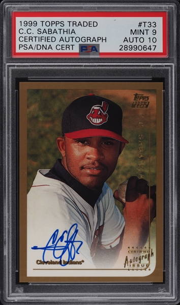 Autographed Cleveland Indians CC Sabathia 1999 Topps Traded