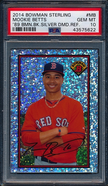 Mookie Betts 2014 Bowman Chrome Mini Refractor Autograph Card #BM-BRS4  PSA/DNA 10 (Red)