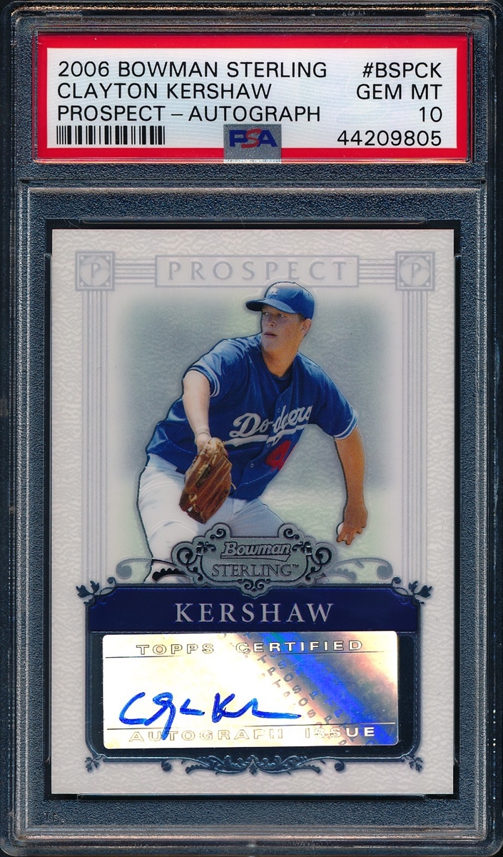 Clayton Kershaw Rookie Card 2006 Bowman Originals Prospects (pop 7) #B –