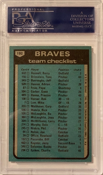 1980 Topps # 326 Bo McLaughlin Atlanta Braves (Baseball Card)  EX Braves : Collectibles & Fine Art