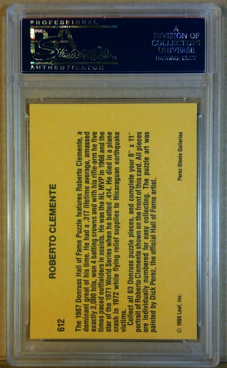 1987 Donruss Roberto Clemente Baseball Card 612