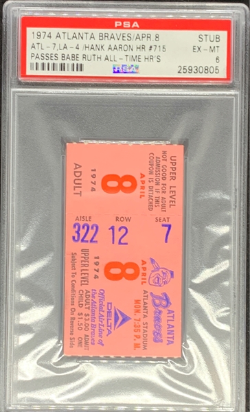 Lot Detail - 1966 Atlanta Braves Opening Day at Atlanta Stadium April 12,  1966 Ticket Proof - PSA Authentic