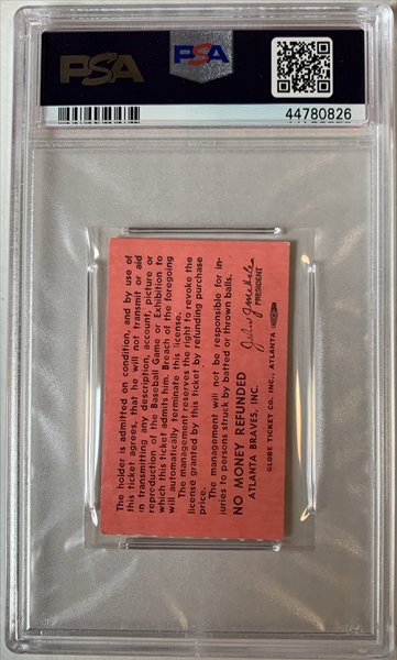 PSA Set Registry Showcase: Atlanta Braves Tickets 1966