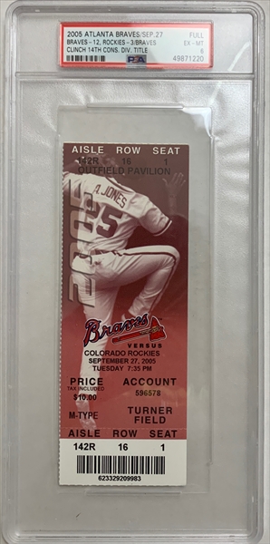 PSA Set Registry Showcase: Atlanta Braves Tickets 1966