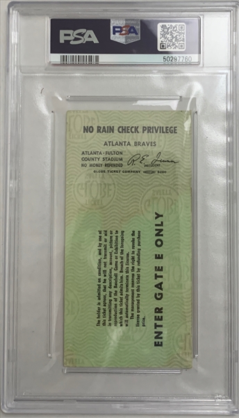 PSA Set Registry Showcase: Atlanta Braves Tickets 1966