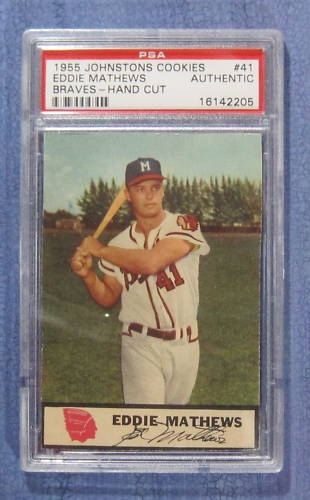 Eddie Mathews 1947-66 Exhibits Postcard (PSA Authentic)