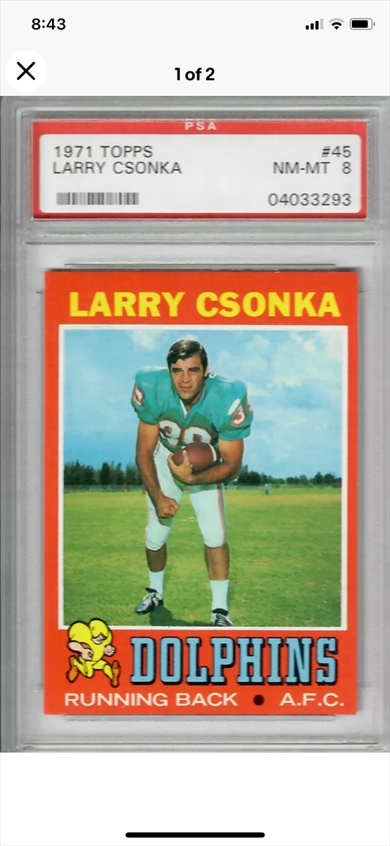 1972 TOPPS # 140 LARRY CSONKA MIAMI DOLPHINS FOOTBALL !!