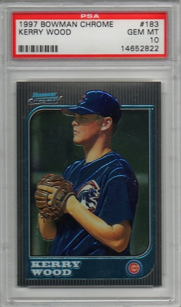 1997 BOWMAN #196 KERRY WOOD RC Cubs PSA 9 MINT 297 - Duck's Dugout