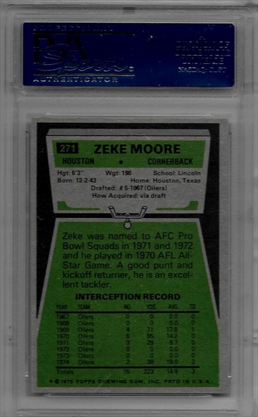 : 1975 Topps # 271 Zeke Moore Houston Oilers (Football