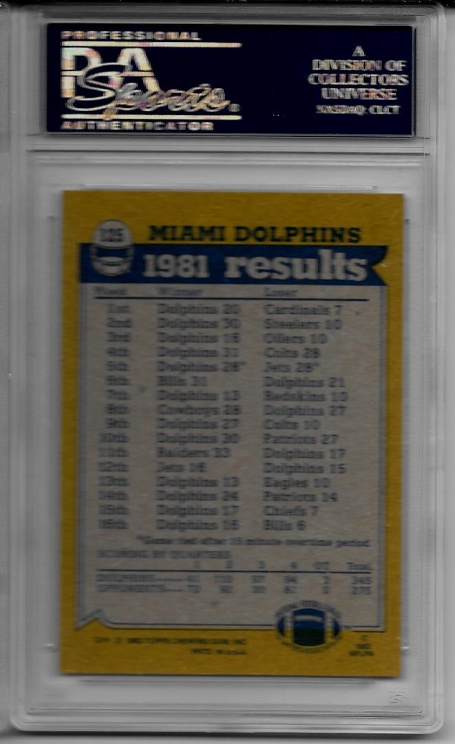 : 1982 Topps Miami Dolphins Team Set with Dave Woodley