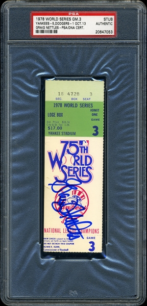 1978 Yankees vs. Red Sox Bucky Dent Home Run Game Ticket Stub, PSA