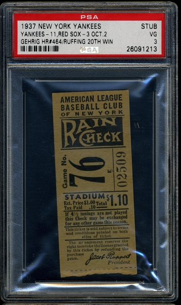 2009 World Series Game 6 Ticket Full PSA 8 (Yankees 27th WS Title)